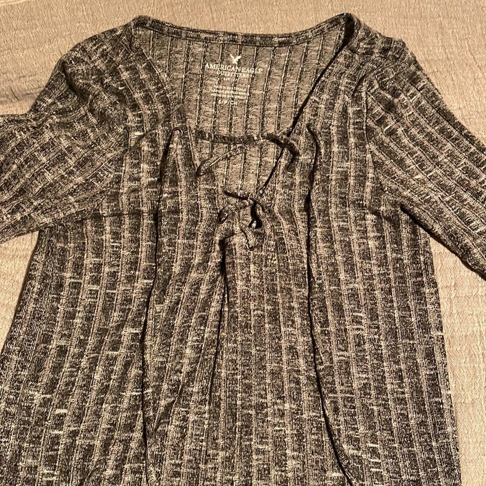 Tie front shirtsleeve shirt